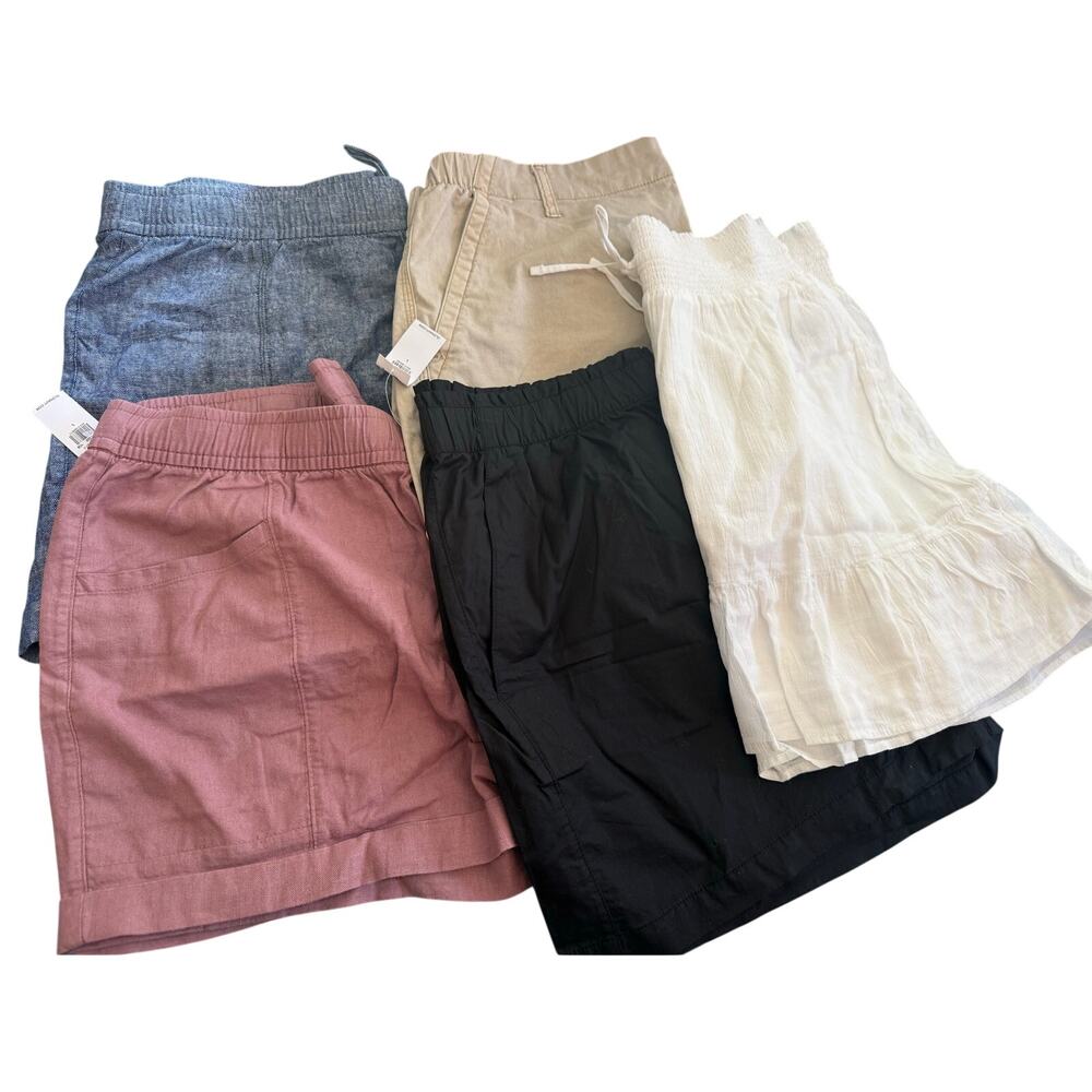Lot of 5 Old Navy Womens Linen Blend Shorts Skirt L Assorted Summer Casual NEW